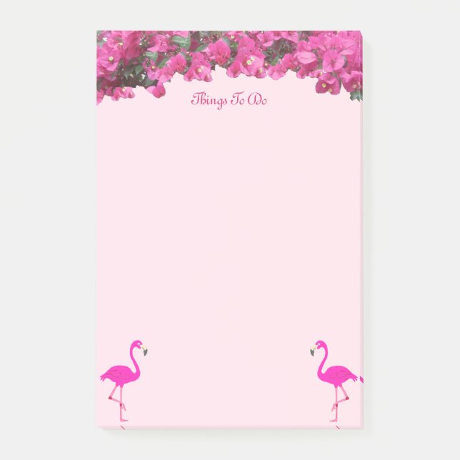 Flamingos und tropische Blume auf Rose Gold Post-it Klebezettel (Vorderseite)