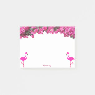 Flamingos und tropische magenta-rosa Blumen auf We Post-it Klebezettel