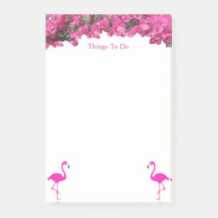 Flamingos und tropische magentafarbene rosa Blumen Post-it Klebezettel