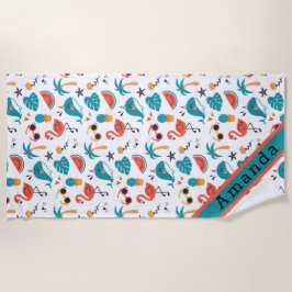 Flamingos und Unicorn Strandtuch