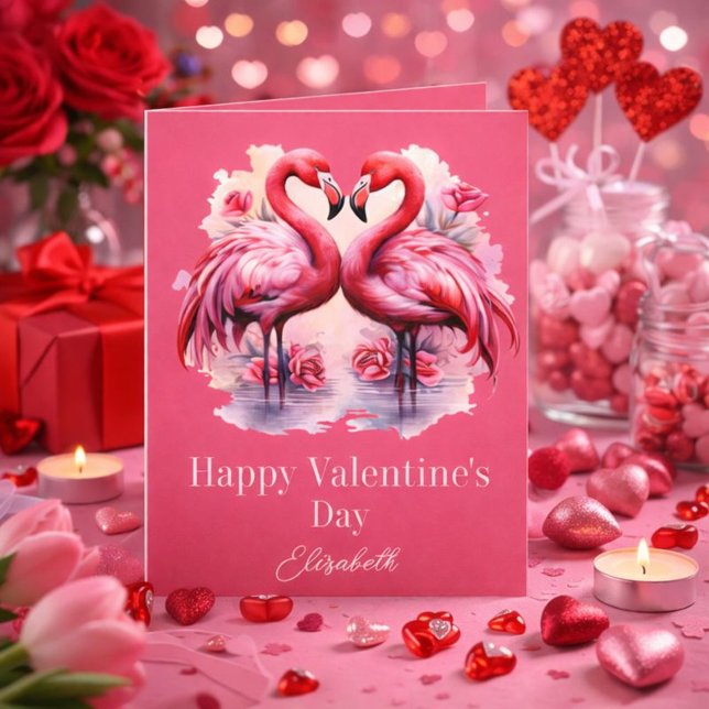 Flamingos Valentinstag Karte (Von Creator hochgeladen)