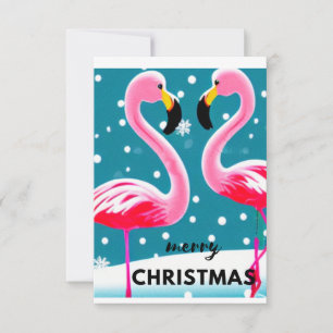 Flamingos Vogel mit Schneeflocken, Weihnachten Dankeskarte