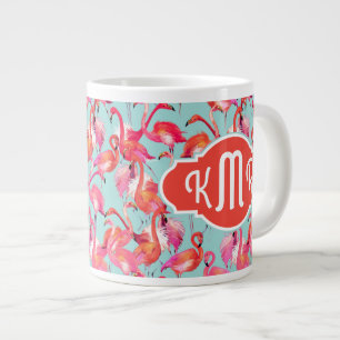 Flamingos (Wasserfarbe)  Monogramm Jumbo-Tasse