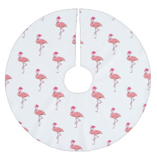 Flamingos Weihnachten Santa Claus Muster Polyester Weihnachtsbaumdecke