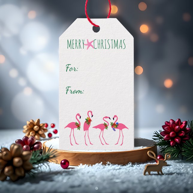 Flamingos Weihnachtsfeier Krawatte auf Geschenkanhänger (Von Creator hochgeladen)