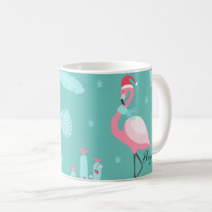Flamingos Weihnachtsmann Hut präsentiert Schneeflo Kaffeetasse
