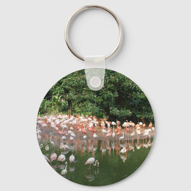 Flamingoschwarm Schlüsselanhänger (Vorderseite)