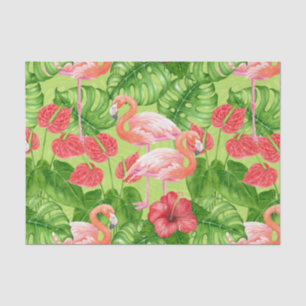 Flamingovögel und tropische Pflanzen Seidenpapier