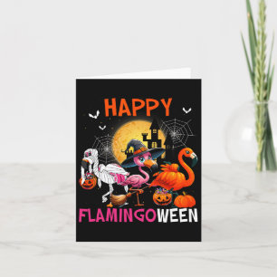 Flamingoween Halloween Pink Flamingo Costume Skele Karte