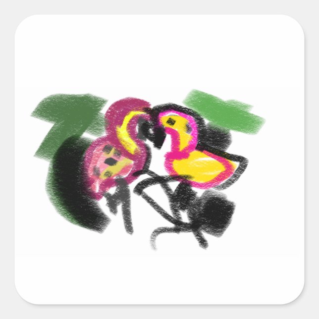Flamings Liebe  Quadratischer Aufkleber (Vorderseite)
