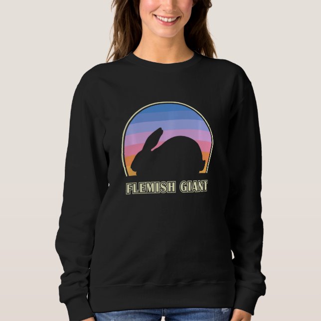 Flämisches Riesenkaninchen Vintage Sonnenuntergang Sweatshirt (Vorderseite)