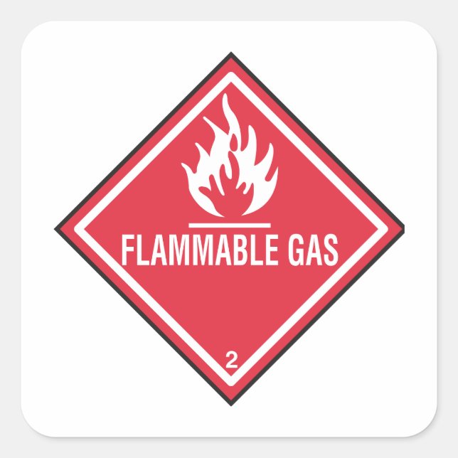 Flammable gas warning quadratischer aufkleber (Vorderseite)