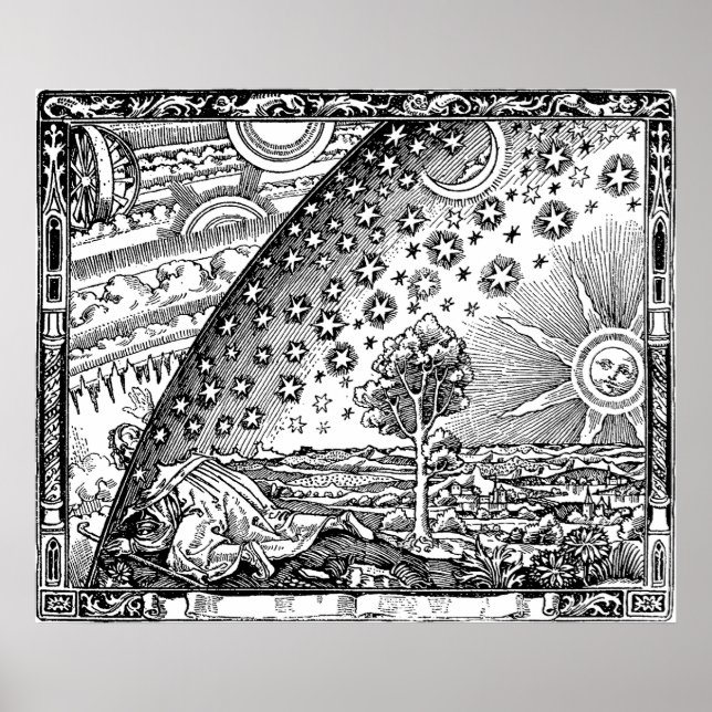 Flammarion graviert die Sonne und die Sterne Poster (Vorne)