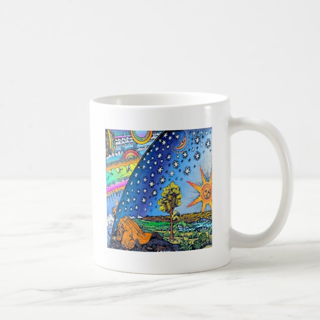 Flammarion Holzschnitt-flache Erdentwurfs-Quadrat Kaffeetasse (Rechts)