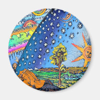 Flammarion Woodcut Flat Earth Design Square COLOR