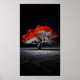 Flamme des Lebens – Roter Baum der Widerstandsfähi Poster