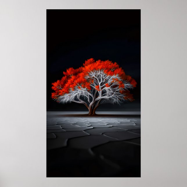 Flamme des Lebens – Roter Baum der Widerstandsfähi Poster (Vorne)