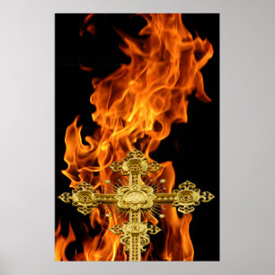 Flamme, Kreuz Poster