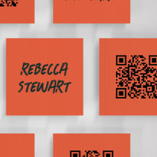Flamme Orange und Schwarz Grunge Kreatives QR-Code Quadratische Visitenkarte