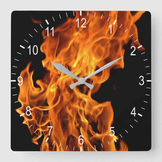 Flamme Quadratische Wanduhr (Vorderseite)