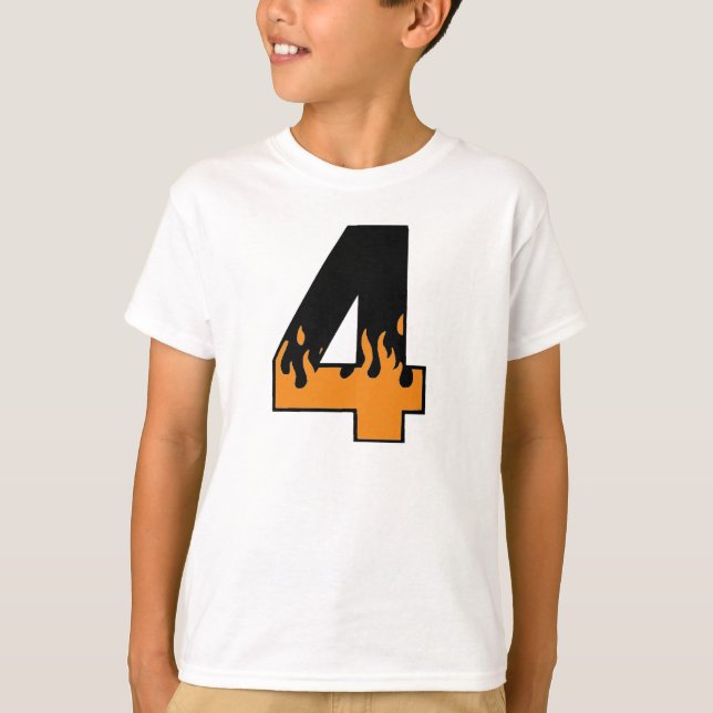 Flammen 4 Geburtstags-T - Shirt (Vorderseite)