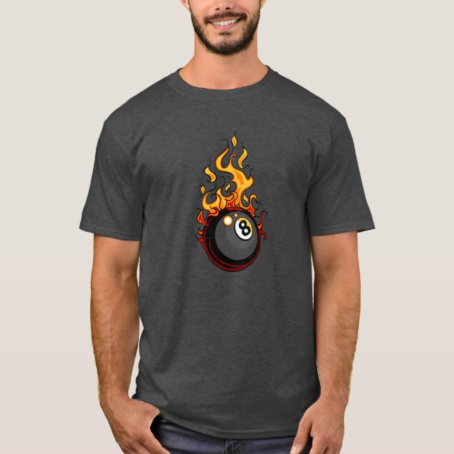 Flammen acht Ball-Billard-T - Shirt (Vorderseite)