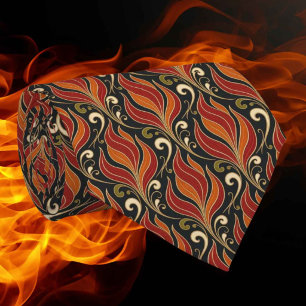 Flammen Art Nouveau Pinstripes Hot Rod Krawatte