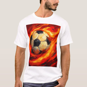 Flammen-Ball - Fiery Soccer Brush Art T-Shirt
