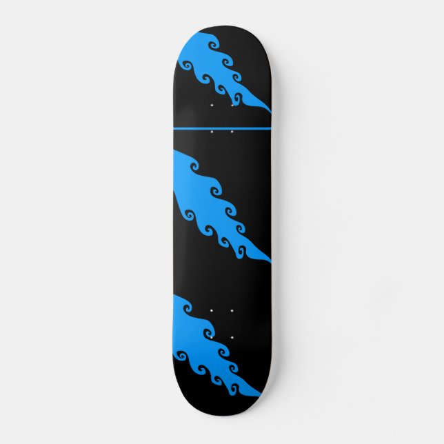 Flammen blau UND SCHWARZE Skateboardplattform Skateboard (Vorderseite)