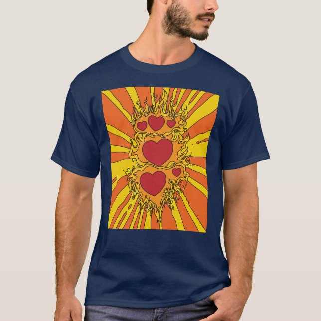 Flammen brennendes Herz am Feuer T-Shirt (Vorderseite)