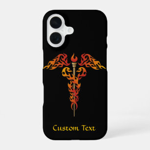Flammen-Caduceus iPhone 16 Hülle