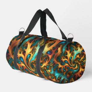 Flammen der Farbe: Türkis, Gold, Orange Fraktaltan Duffle Bag