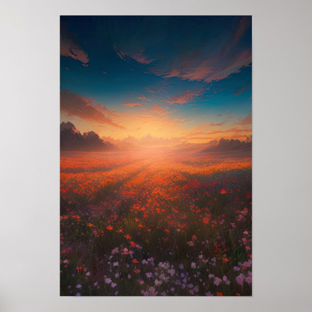 Flammen der Natur, majestätischer Sonnenuntergang Poster (Vorne)
