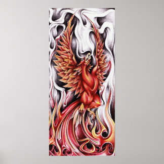 Flammen des Phoenix-Posters 12"x27" Poster
