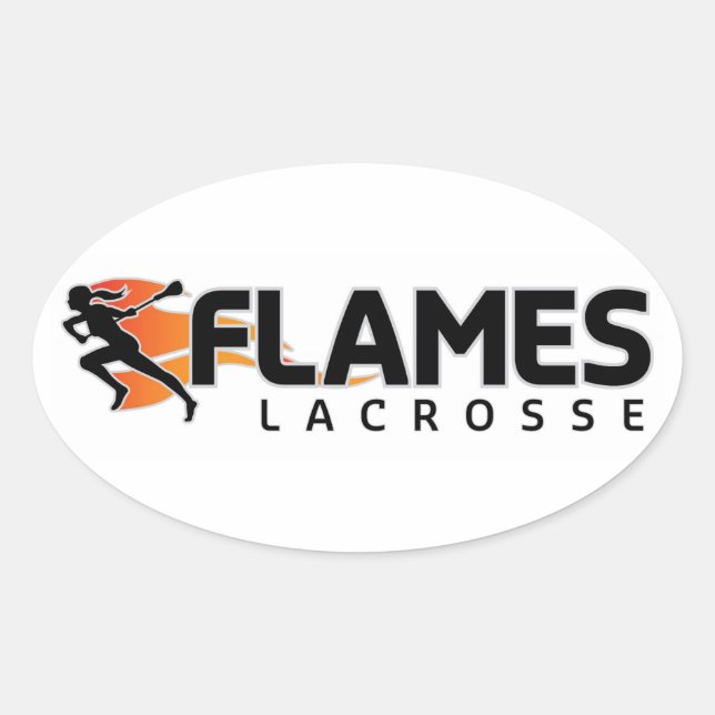 Flammen Lacrosse Oval Aufkleber (Vorderseite)