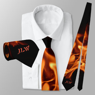 Flammen mit Schwarzen Initialen Krawatte