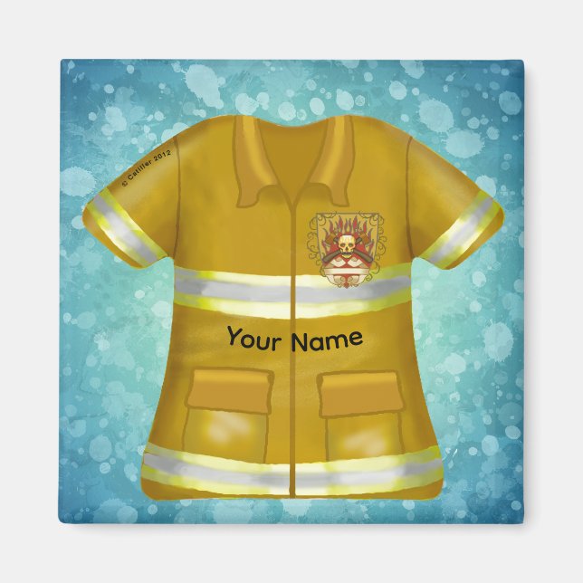 Flammen Schild Feuerwehrmann Magnet (Vorne)
