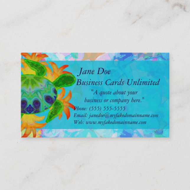 Flammen-Schildkröte-Visitenkarte-Schablone Visitenkarte (Vorderseite)