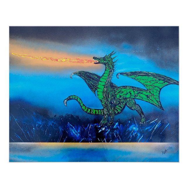 Flammenatmender Drache Poster (Vorderseite)
