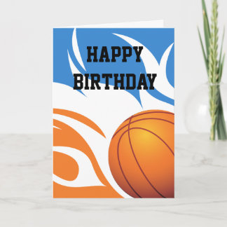 Flammenbasketball Blau und Orange Karte