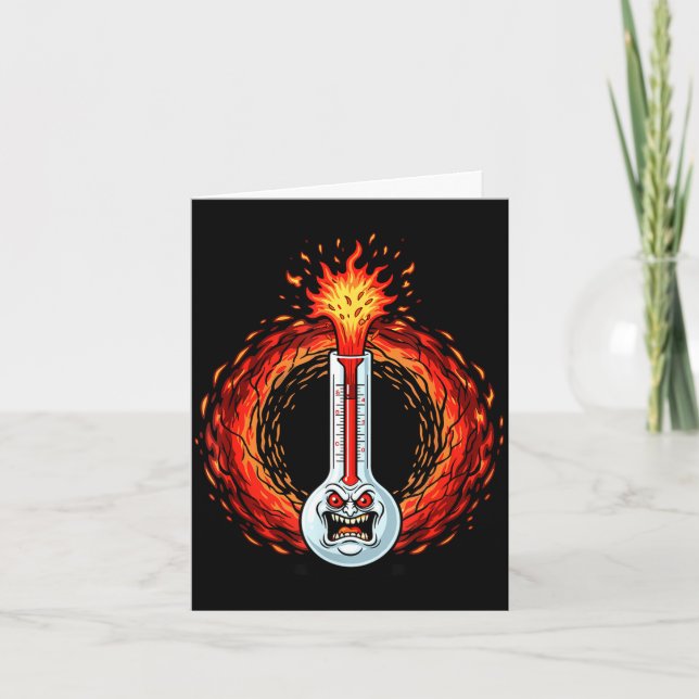 Flammend wütendes Thermometer extreme Hitze Wut  Karte (Vorderseite)