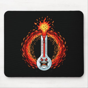 Flammend wütendes Thermometer extreme Hitze Wut  Mousepad