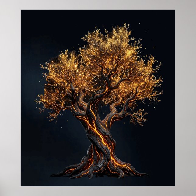 Flammende Baumwandkunst Poster (Vorne)