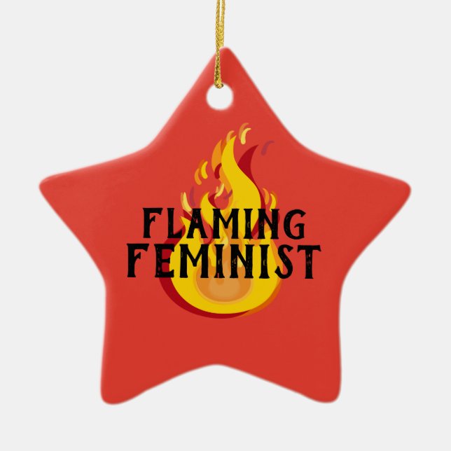 Flammende feministische RBG Ginsburg Feminismus Fl Keramik Ornament (Vorne)