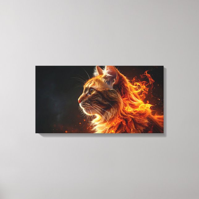 Flammende Katze Leinwanddruck (Vorderseite)