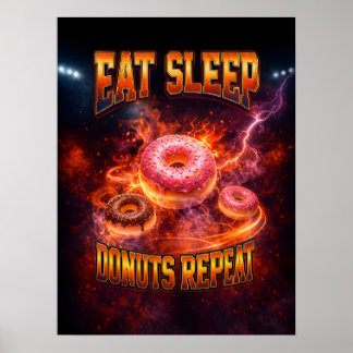 Flammende Neon-Donut-Kunst Poster