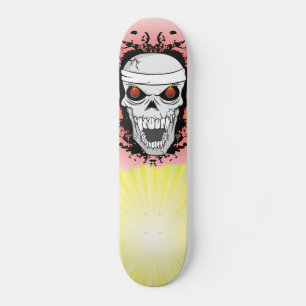 Flammende Skateboard für den Schädel.