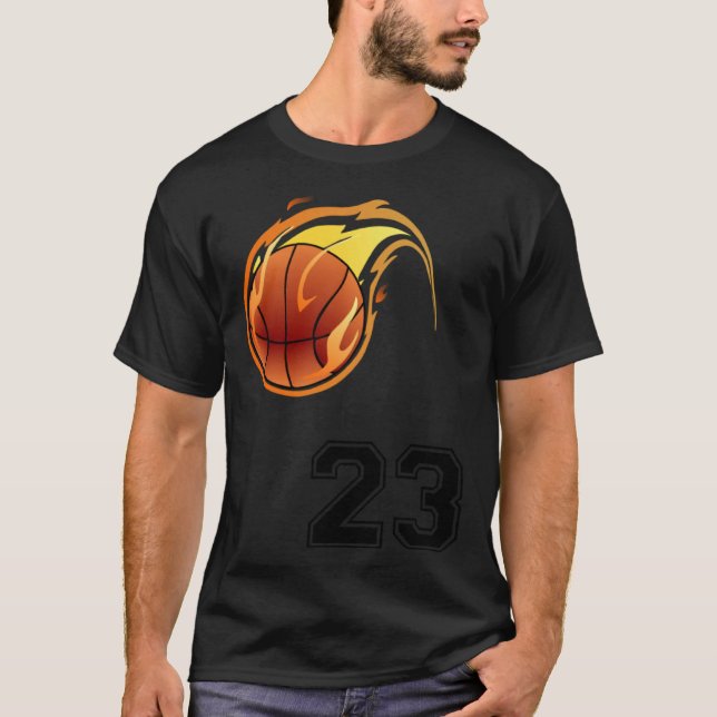 Flammender Basketball mit der Nummer 23 auf der Vo T-Shirt (Vorderseite)