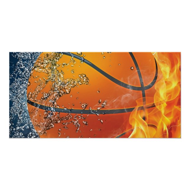 Flammender Basketball Poster (Vorderseite)