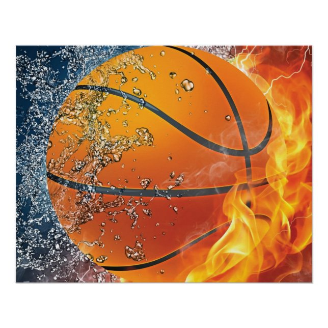 Flammender Basketball Poster (Vorderseite)